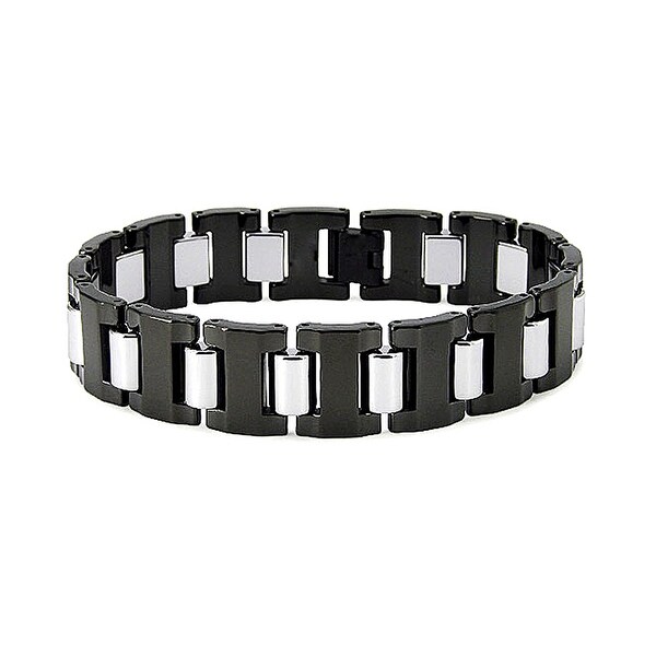 Two Tone Black Plated Tungsten Bracelet 16mm Wide 8 5 Inches Two Tone Black Plated Tungsten Bracelet 16mm Wide 8 5 Inches