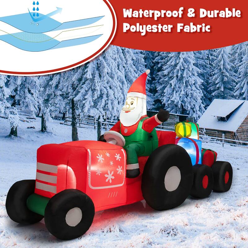 Gymax 9FT Long Inflatable Christmas Decor Santa Claus Driving Truck w/ - See Details