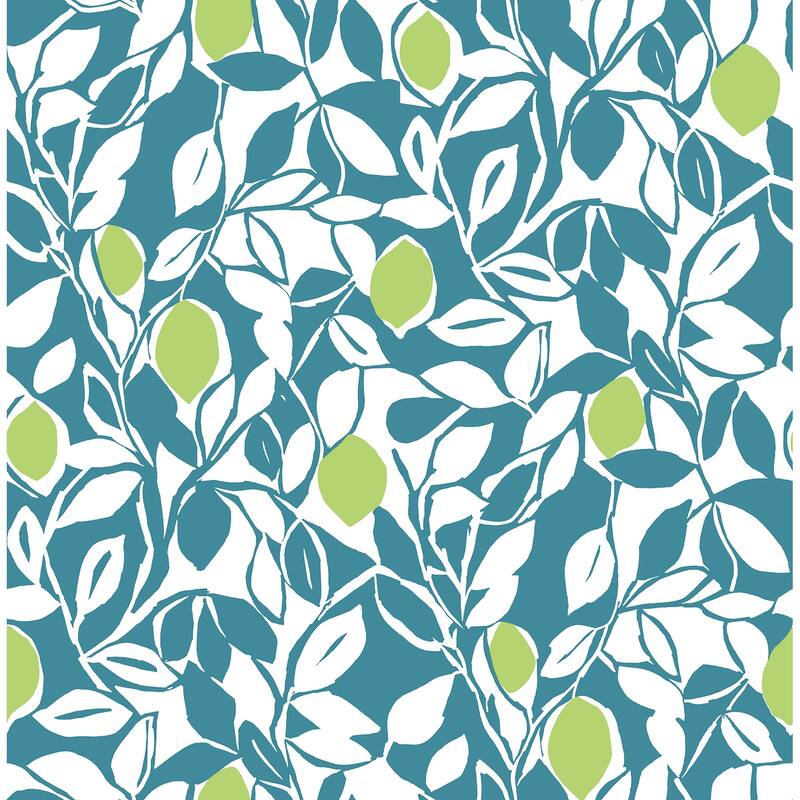 A-Street Prints Loretto Teal Citrus Wallpaper