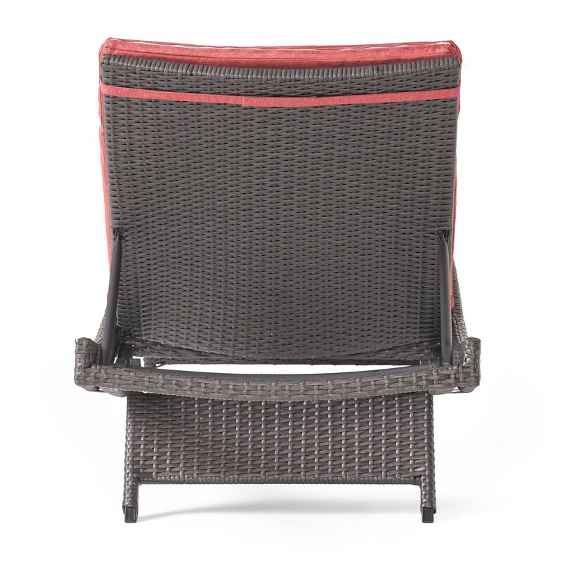 Salem Outdoor Wicker Adjustable Chaise Lounge with Cushion by Christopher Knight Home