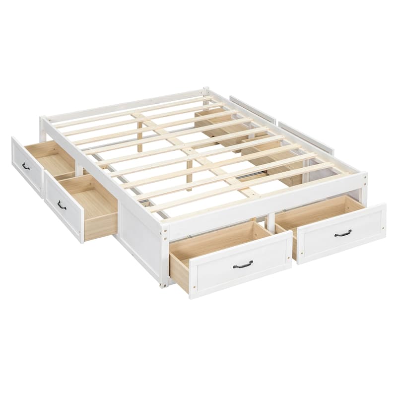 Full Size MDF Platform Bed with 6 Storage Drawers