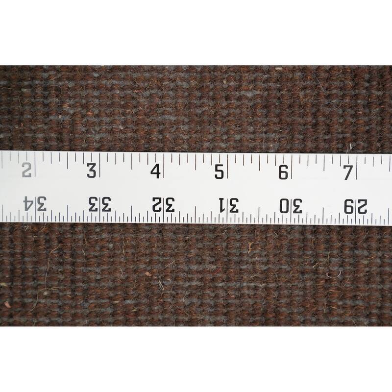 Hand Knotted Oriental 100% Wool Carpet Modern Solid Brown Gabbeh Runner Rug - 4' 7'' X 2' 4''