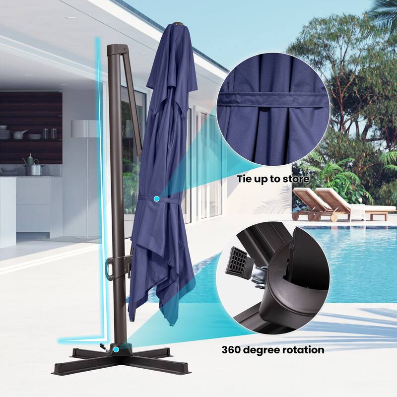 Pellebant Outdoor 10X13 FT Dual Top Patio Offset Umbrella 360 degrees Rotation with No Base