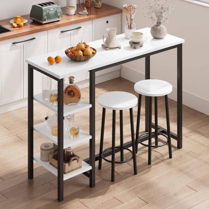 Modern Dining Table Sets with 3 Storage Shelves
