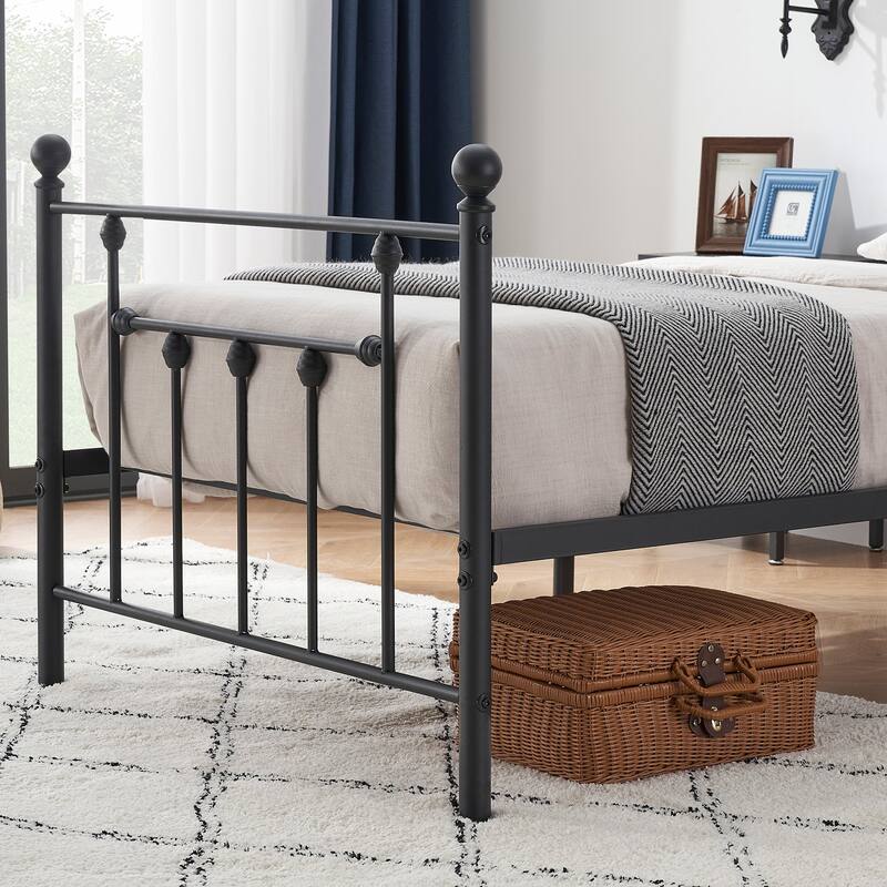VECELO Twin Size Metal Bed Frame With Headboard