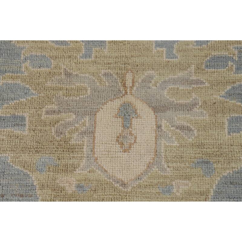 Hand Knotted Oriental 100% Wool Carpet Transitional All-Over Navy Blue & Blues Oushak Area Rug - 9' 11'' X 8' 6''