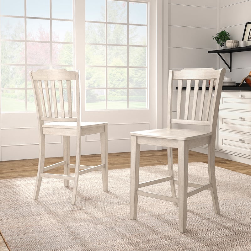 Ronda Slat Back Wood Counter Height Chairs (Set of 2)