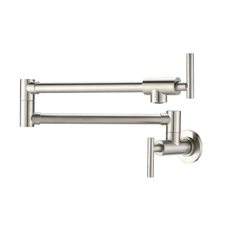 Wall Mount Rotatable Pot Filler Kitchen Faucet With Two Handles