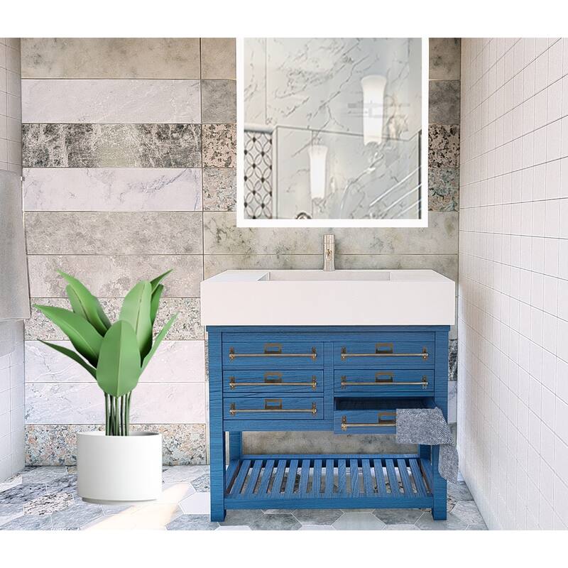 Pyramid 36" Solid Surface Bathroom Vanity Top