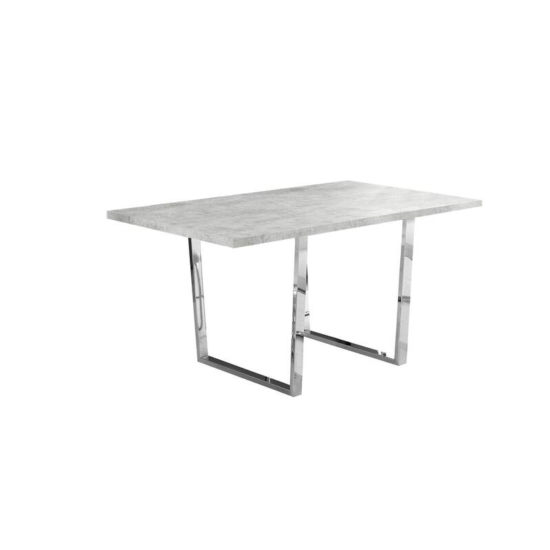 59" Gray And Silver Metal Sled Base Dining Table