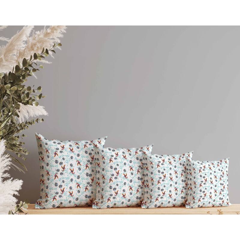 Songbird Flora Parade Faux Suede Reversible Throw Pillow White and Orange