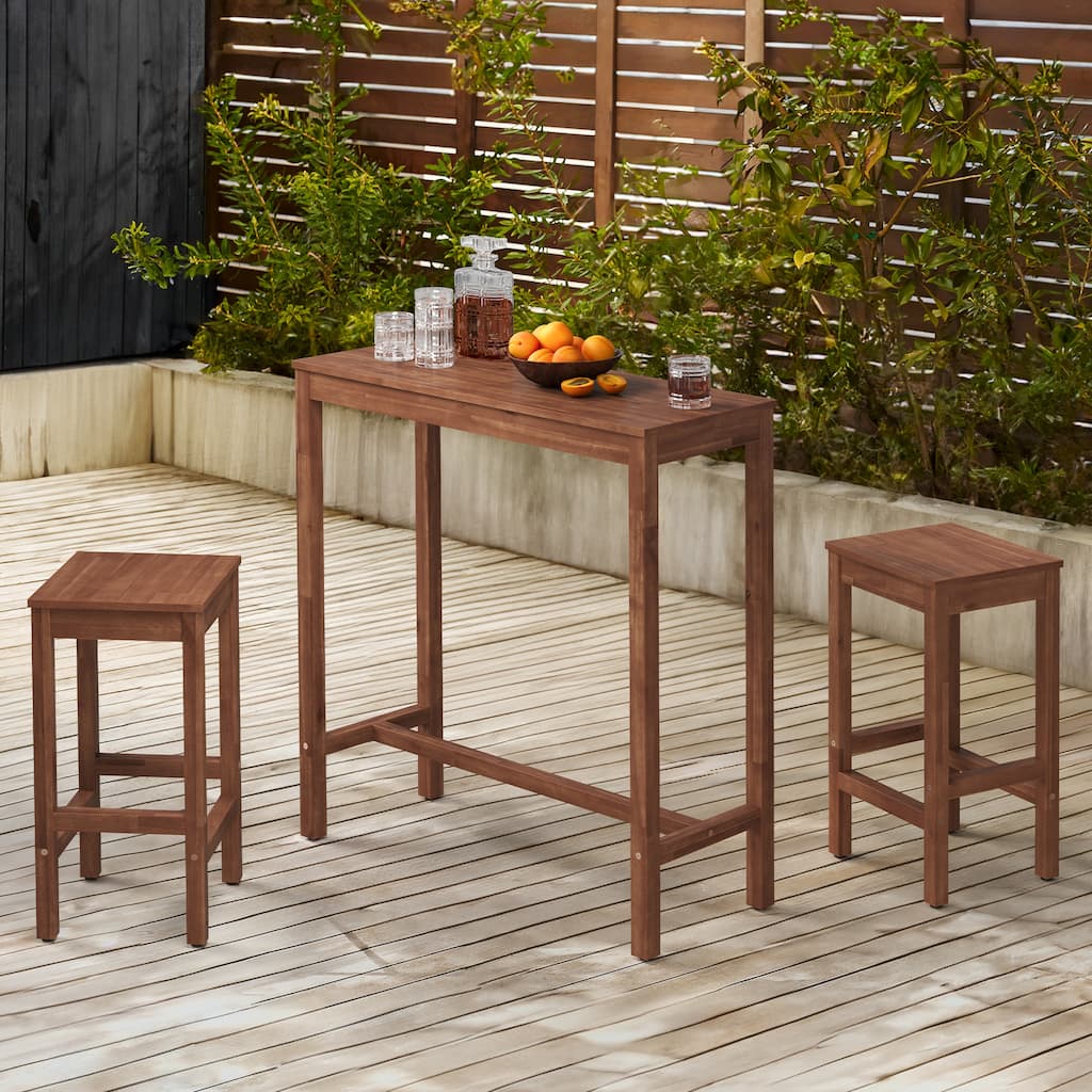 38 in. Outdoor 3-Piece Patio Bar Set with Rectangular Patio Bar Table and Counter Height Bar Stools
