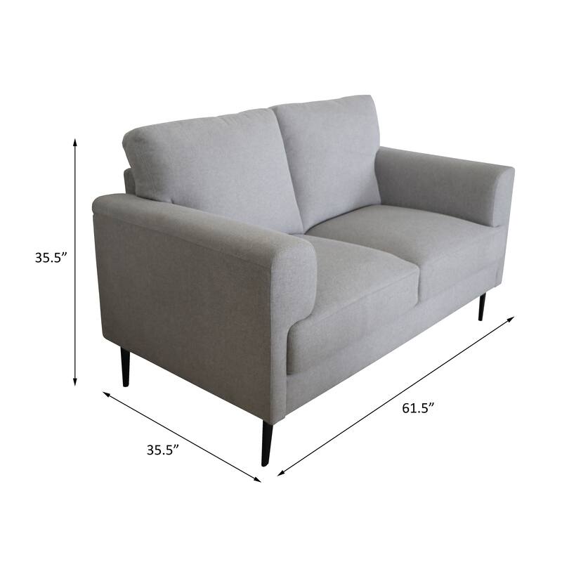 Vickery Light Gray Linen Upholstery with Loose Back Loveseat