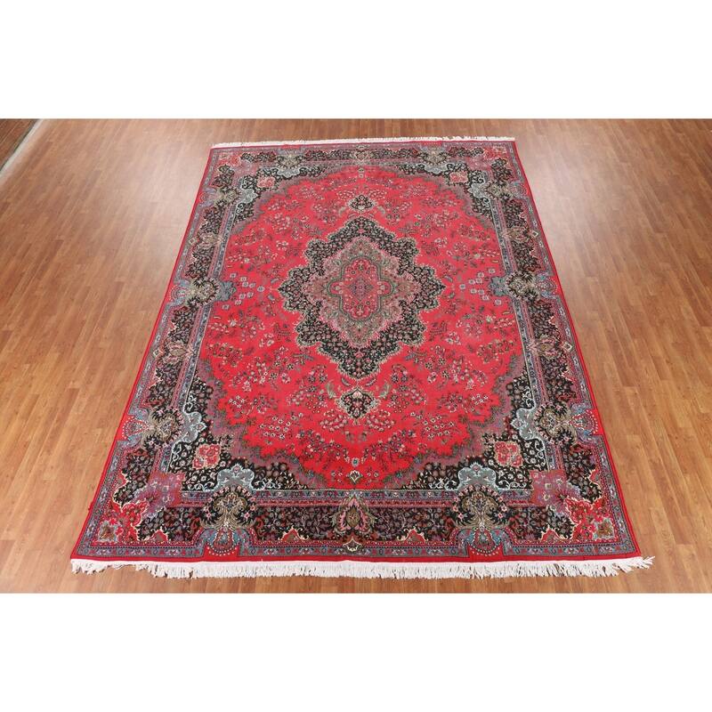 Victorian Style Pink Kashan Turkish Area Rug Machine Made Carpet - 9'8" x 13'2"