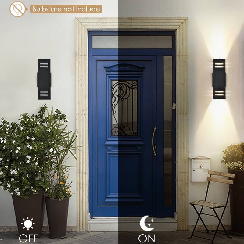Modern Black Wall Sconces Set of Two Industrial Rectangular Porch Light IP54 Waterproof Outdoor Wall Light