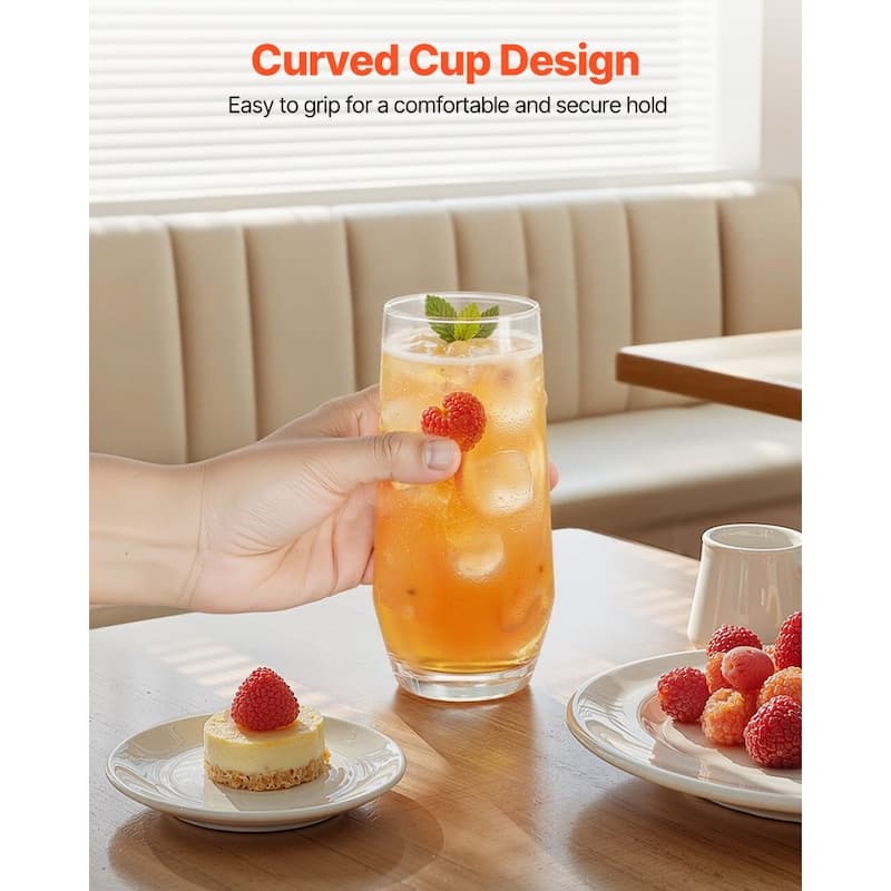 Clear Soda Lime Glass 16-Piece Drinking Set with 2 Sizes - 3.13 x 3.13 x 6.5 in