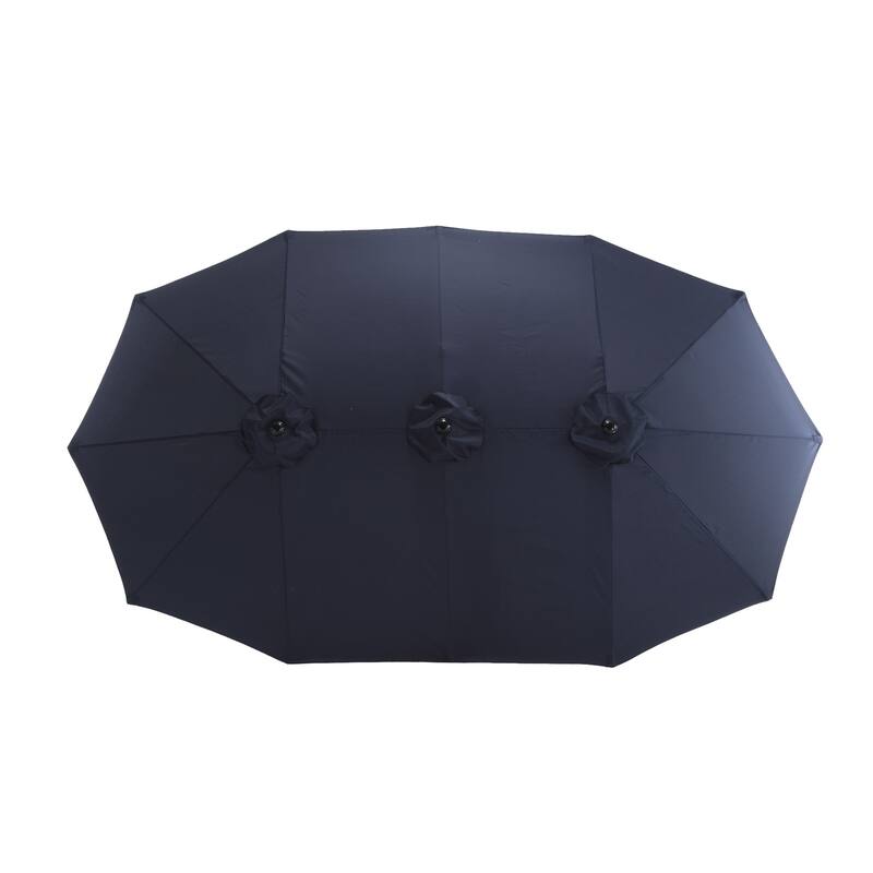 14.86 ft. Steel Market Outdoor Patio Umbrella with 12 Ribs, Crank Open/Close System, Double Sided Umbrella