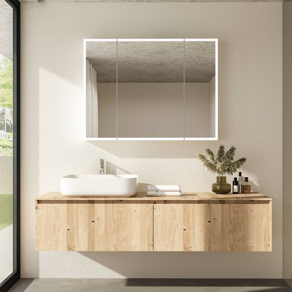 Smart Touch LED Mirror Cabinet - Fogless Vanity with Ambient Lighting - 45.9"