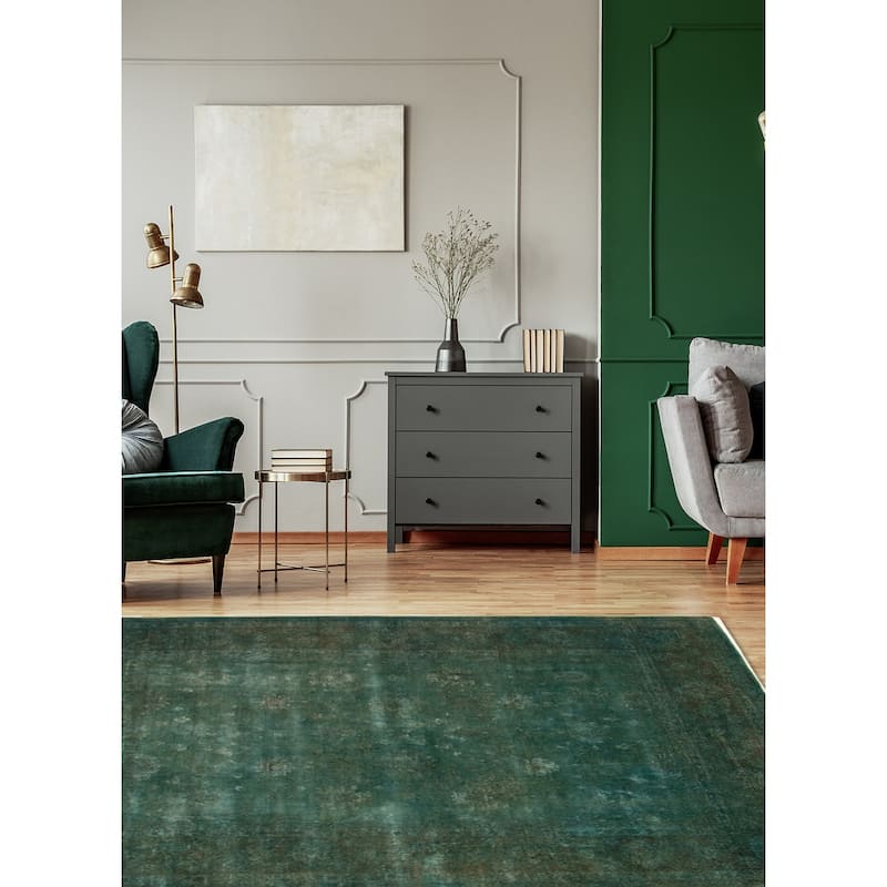 ECARPETGALLERY Hand-knotted Vibrance Green Wool Rug - 8'0 x 9'0
