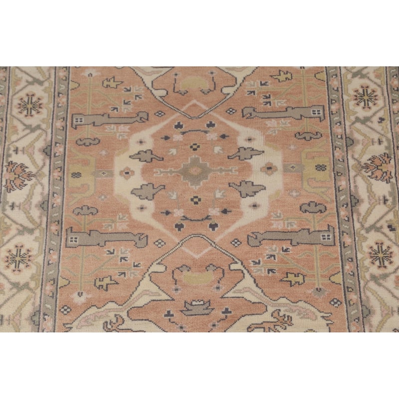 Transitional Peach Oushak Oriental Area Rug Handmade Wool Carpet - 5'10"x 8'10"