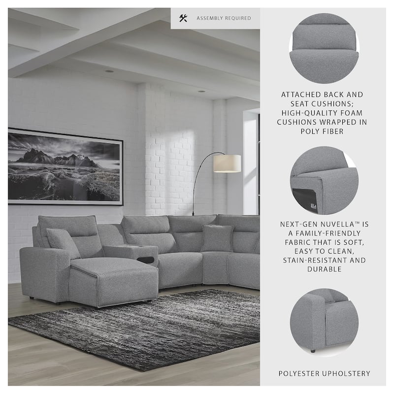 Signature Design by Ashley Modmax Gray 7-Piece Power Reclining Sectional with Chaise - 143" W x 143" D x 41" H