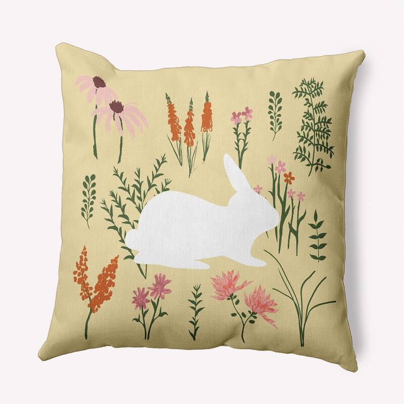 Spring Meadow Bunny Indoor/Outdoor Throw Pillow - Light Yellow - 20" x 20"
