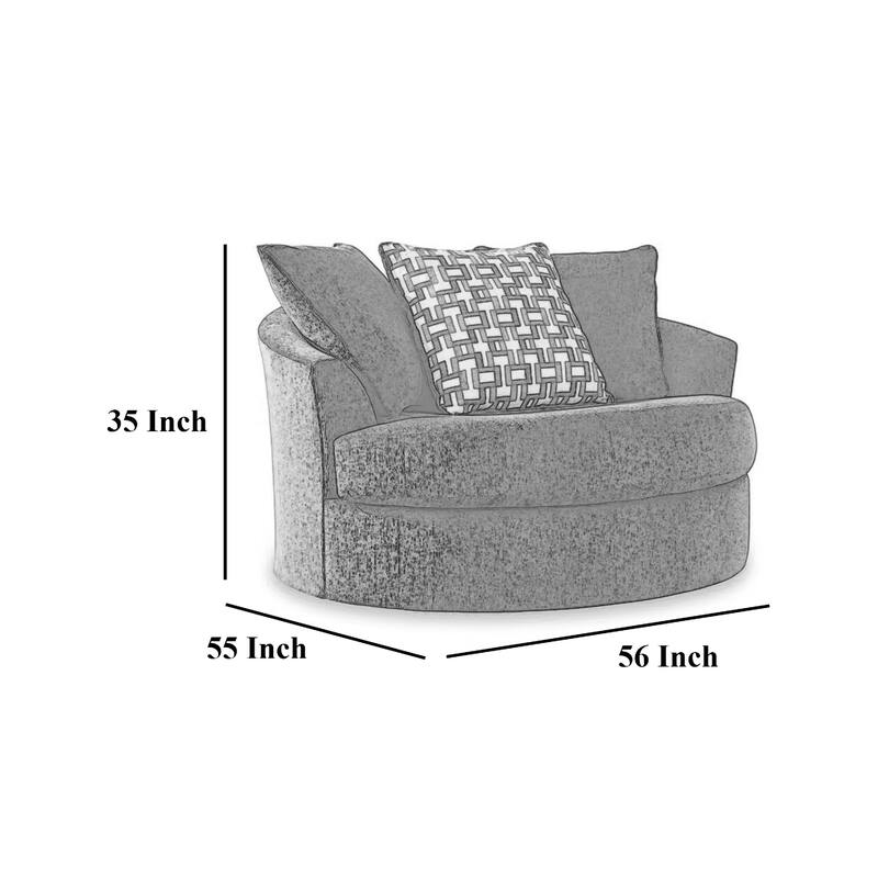 Brook Oversized Swivel Accent Chair, Teal Blue Polyester, 3 Pillows