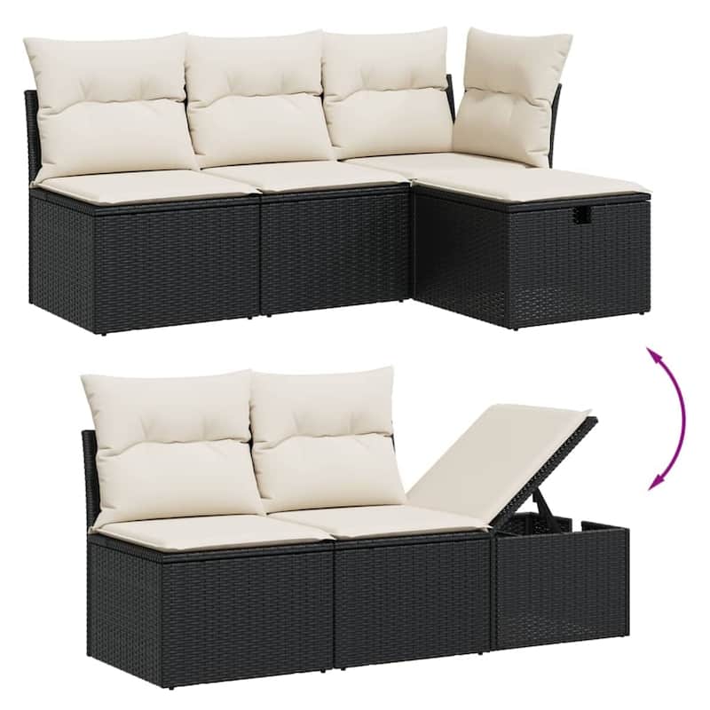 vidaXL Patio Sofa Set with Cushions Outdoor Conversation Furniture Poly Rattan