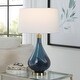 preview thumbnail 2 of 4, Glass Vase Style Table Lamp with Tapered Shade - 27.75" - Blue