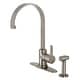 preview thumbnail 13 of 15, Kingston Brass Continental Single-Handle Kitchen Faucet with Brass Sprayer Brushed Nickel