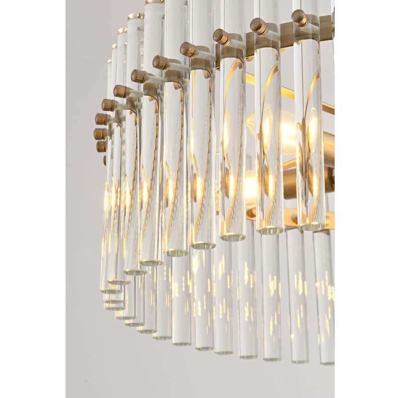 Casandra Brushed Champagne Silver 5-light Crystal Chandelier