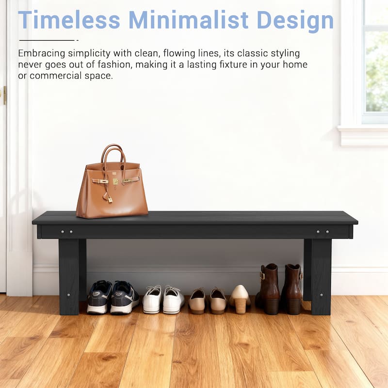 6-Piece HDPE Outdoor Dining Table Sets with Umbrella Hole - 1-Table 4-Chairs-1-Bench