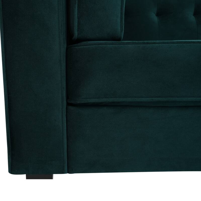 Velvet Button Tufted 3-seater Sofa with Hardwood Frame