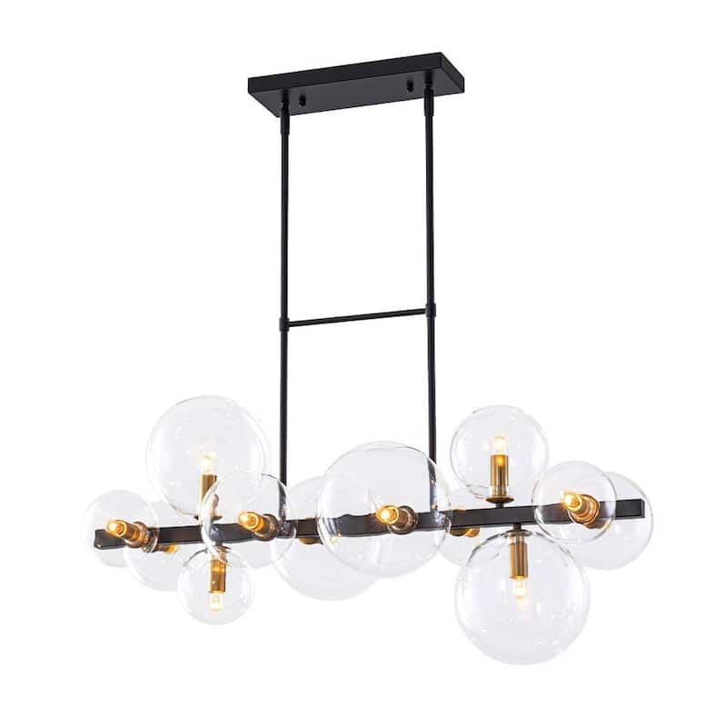 12-Light Mid-century Clear Glass Globe Island Chandelier