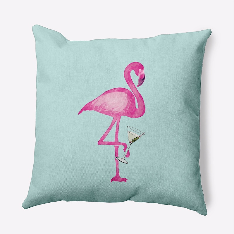 18 x 18 Inch Single Flamingo Animal Print Outdoor Pillow