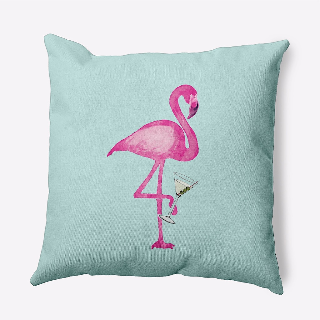 20 x 20 Inch Single Flamingo Animal Print Outdoor Pillow