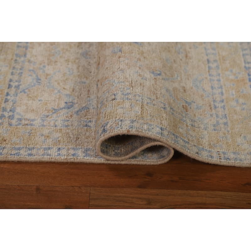 Hand Knotted Oriental 100% Wool Carpet Transitional Geometric Brown Oushak Area Rug - 3' 10'' X 2' 11''