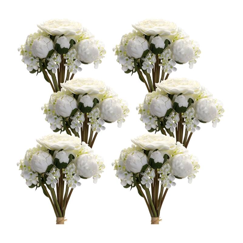 Peony and Hydrangea Bouquet (Set of 6) - 6 x 6 x 16.5