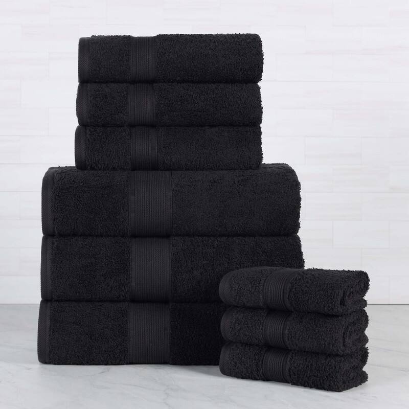 Superior Oregon Organic Cotton Solid 9-Piece Towel Set - Black