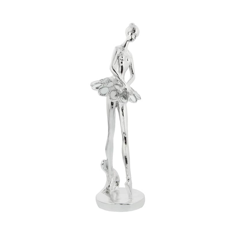 Polystone Dancer Sculpture with Capiz Inlay - Set of 3 Silver - Roche River Decor