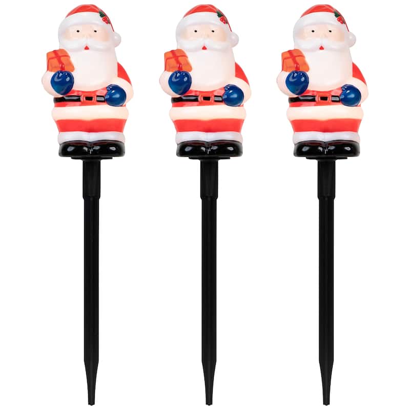 Set of 4 Lighted Santa Claus Christmas Pathway Markers 16"