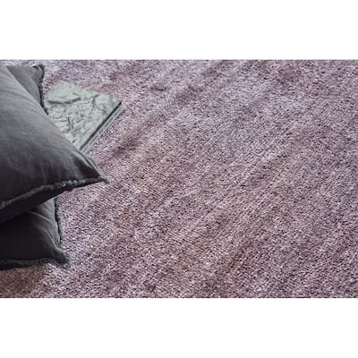 Exquisite Rugs Plush Hand-Knotted Bamboo Silk/New Zealand Wool Deep Mauve Area Rug