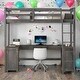 preview thumbnail 19 of 32, Sturdy Wood Loft Bed Frame with Storage Shelves,1 Cabinet and 2 Drawers,U-shaped Desktop