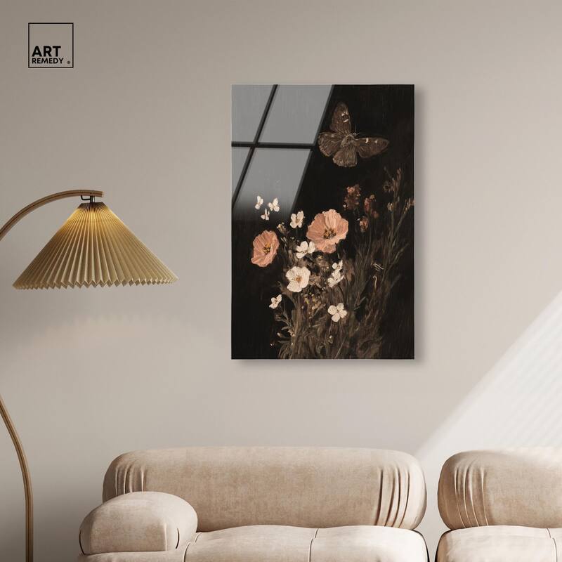 Poppy and Moth I Acrylic by Art Remedy, Ready to Hang