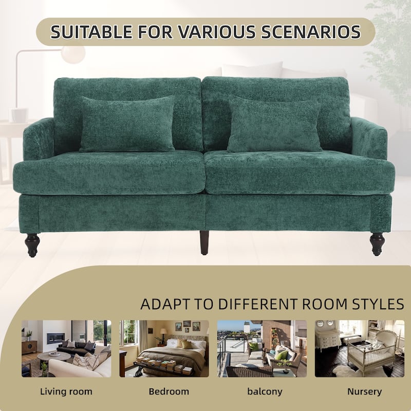 HOMEFUN Chenille Upholstered Mid Century Modern Wood Frame Loveseat for Living Room