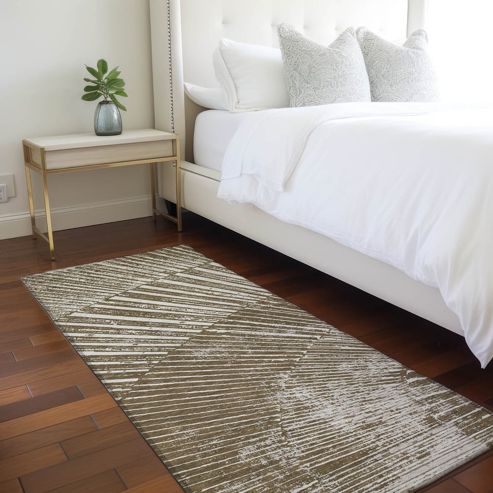 Machine Washable Indoor/ Outdoor Modern Fan Chantille ARug