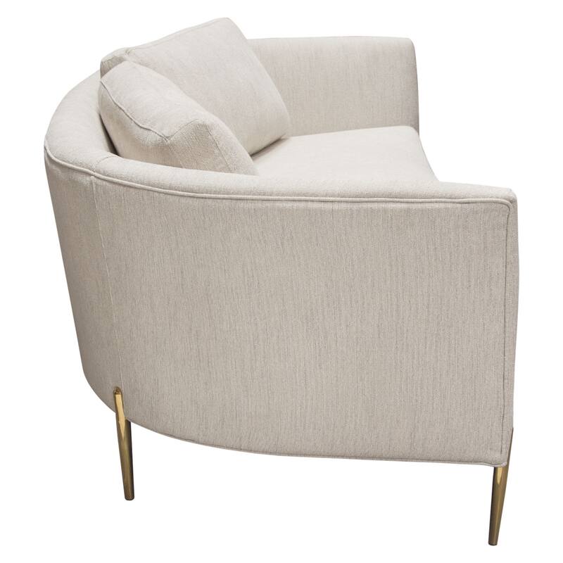 Meny Modern Sofa, Light Cream Textured Fabric, 92 Inch Gold Metal
