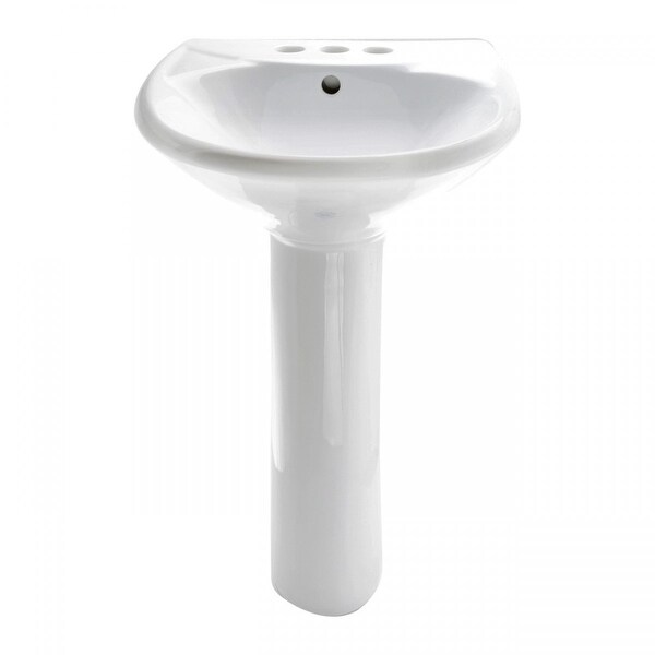 Shop White China Bathroom Pedestal Sink Centerset Faucet