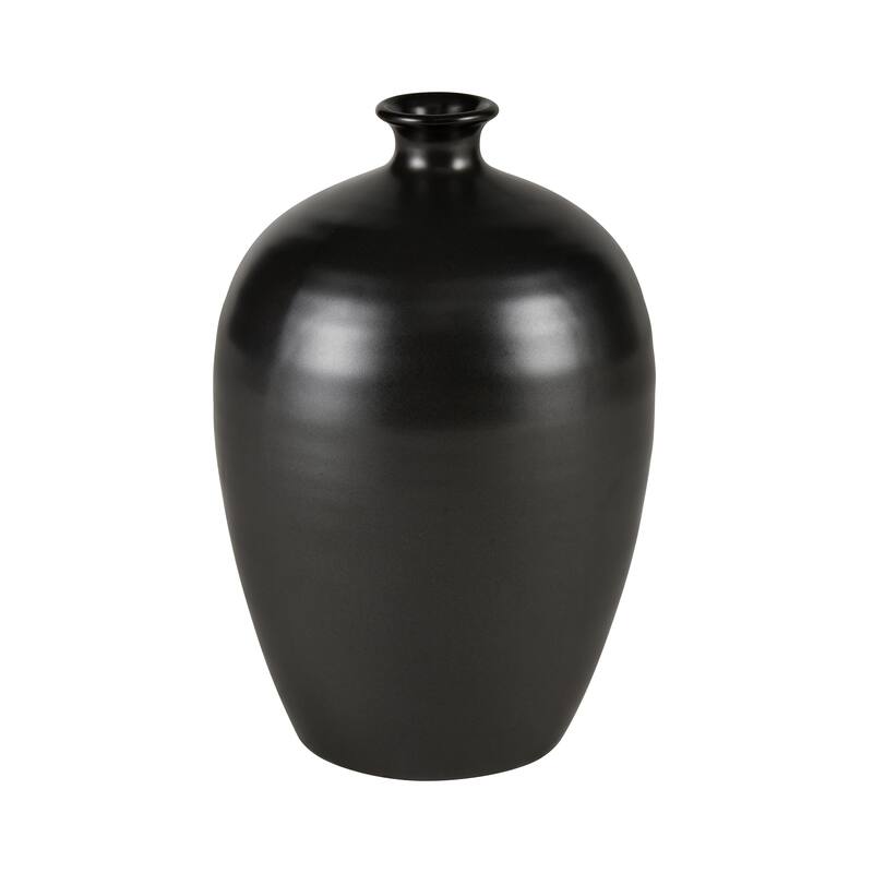 Elk Home Faye Black Finish Earthenware 8 Inch Wide Vase