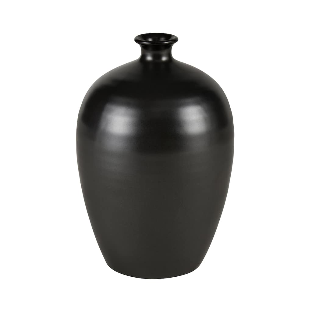 Elk Home Faye Black Finish Earthenware 8 Inch Wide Vase